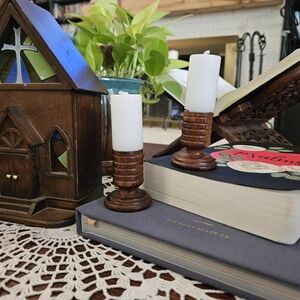 Wooden Candlestick Holders